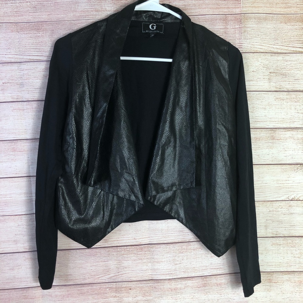 G by Giuliana Open‎ Faux Leather Knit Jacket  XS